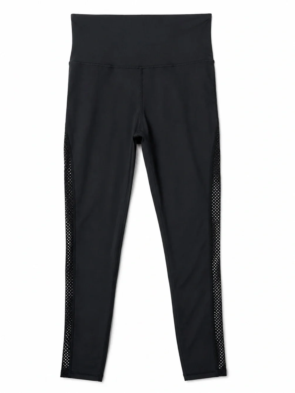 Carbon38 high-rise black leggings breathable open-knit mesh panels xs